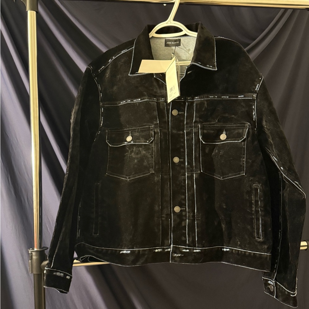 John Elliott Dark Suede Crush flock  Men's Jacket